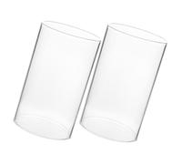 Artibetter 2 Pièces Décoration De Table À Manger en Verre - Cylindre Abat-Jour Clair, Bougie Tube Nuances, Bougeoir Transparent 15C