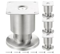 Artibetter 4 Pièces Pieds de Meubles en Acier Inoxydable Réglables de 8 à 9,5cm, Protège Sol Antidérapant, Ensemble Robuste pour Canapé, Lit et Armoire Moderne Argenté