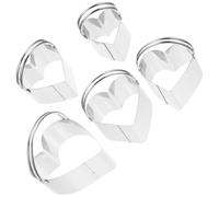 Artibetter 5 Pièces Anneaux à Biscuits en Acier Inoxydable, Cœur, Poignée | Mousse et Desserts, Bords Lisses Sûrs, Usage en Boulangerie et Confiserie, Argenté