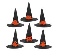 Artibetter 6 Pièces Chapeau de Sorcière Accessoire Confortable et Diy en Feutre Noir pour Décoration Halloween pour Festival et Fête à Thème Classique
