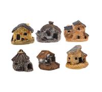 Artibetter 6 Pièces Maison Miniature Fairy Garden Mini Hut en Résine, Cabane de Micro Paysage, Couleur Café, pour Étagères et Usage Extérieur, Style Rustique, sans Entretien, Bricolage DIY