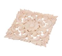 Artibetter Applique Motifs Complexes Faits Main en Bois Sculptée Carrée Couleur Kaki pour Décoration de Meubles et Portes pour Embellissement Intérieur