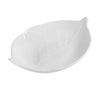 Artibetter Assiette en Céramique Blanche de Feuille, Plateau Léger et Portable pour Servir Desserts et Fruits Maison Restaurant