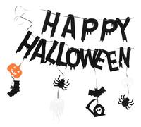 ARTIBETTER Bannière D'halloween en Tissu Non Tissé Noire pour Décoration de Fête, Suspendue et Sûre, pour Soirée Halloween et Décoration Intérieure
