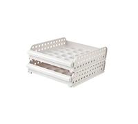 Artibetter Boîte à Œufs Empilable 2 Niveaux Blanche, Plateau de Rangement Plastique 30 Compartiments, Organiseur Réfrigérateur Cuisine et Conservation des Œufs