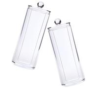 ARTIBETTER Boîte de Rangement Cosmétique Transparente, Porte-Coton Cylindrique en PS Couvercle, Lot de 2, Pratique pour Maquillage et Accessoires pour Cheveux