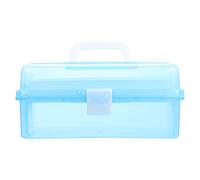 Artibetter Boîte de Rangement Multifonctionnelle Portable en Plastique Bleu 3 Couches, Grosse Boîte à Outils Transparente pour Peinture, Dessin et Rangement de Blocs pour Garçon et Filles