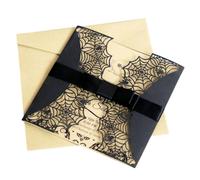 Artibetter Cartes D'invitation Halloween Ajourées de Toile D'araignée Noires, Lot de 8 Nœuds Décoratifs, Papier Nacré, Invitations Créatives pour Fête et Anniversaire Thème Horreur