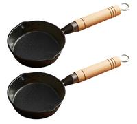 Artibetter Casseroles et Fonte de Beurre ou Chocolat en Fonte Noire pour Cuisson Lot de 2 avec Poignée en Bois pour Boulangeries et Pâtisseries