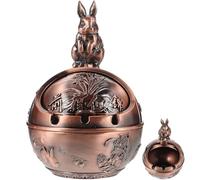 Artibetter Cendrier Résistant Feu Couvercle Coupe-vent en Alliage de Zinc Vintage Forme Lapin Décoratif pour Bureau et Décoration de Table