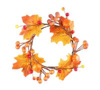 Artibetter Couronne Décoration de Porte Artificielle de Feuillage D'érable et Citrouille Orange en Tissu et Mousse Fêtes de Thanksgiving pour Chandelier