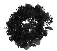 Artibetter Couronne Suspendue Noire en Feuilles Artificielles pour Décoration Intérieure d'halloween, Couronne Gothique Réaliste pour Porte D'entrée
