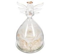 Artibetter Décoration avec Fleur Éternelle sous Cloche en Verre Ange, Présent Romantique pour Saint Valentin avec Fleur Blanche Solaire et Design Élégant
