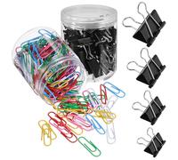 Artibetter Ensemble de 100 Petits Trombones Noirs en Métal et Plastique pour Bureau et Maison, Pinces à Reliure de Tailles Assorties pour Organiser Cartes de Visite et Couleur Aléatoire
