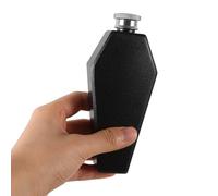 Artibetter Flasque à Whisky Portable 3,5 Oz en Acier Inoxydable Forme Cercueil Noire Étanche pour Décoration Halloween et Fêtes à Thème