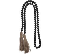 Artibetter Guirlande de Perles de Bois Noires de Style Rustique avec Pompons - 1,45 m