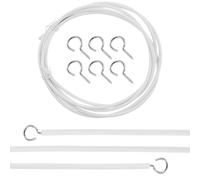 Artibetter Kit de Système Suspendre de Rideaux Blanc Fils de Tringle Flexibles en Métal et PVC, Facile à Installer, pour Baie Vitrée, 2 Sets Crochets et Anneaux de Fixation