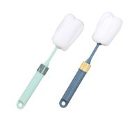 ARTIBETTER Lot de 2 Brosses Éponge pour Bouteille et Tasse Manches Longs Extensibles Couleurs Verte et Bleue Outil de Nettoyage Cuisine pour Biberons Verres et Gourdes sans Rayure
