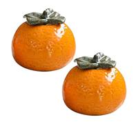Artibetter Lot de 2 Pots en Porcelaine Orange, Bocal à Goûter de Fruit, pour Photographie et Décoration Cuisine, Style Nordique