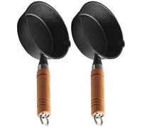 Artibetter Mini Casseroles avec Poignée en Bois en Fonte Noire Lot de 2 Accessoire de Cuisine Pratique pour Fondre Beurre et Bonbons, Accessoire la Cuisine Pratique pour et Pâtisserie