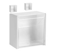 Artibetter Organisateur Mural de Disques de Coton 3pcs en Hips Blanc, Boîte de Rangement Salle de Bain Couvercle Anti-poussière, Design Simple et Fonctionnel pour Cosmétiques