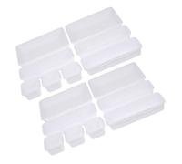 ARTIBETTER Organisateur Tiroir Maquillage 16 Pièces Blanc, Boîte Rangement Multifonction 24x16x9 Cm, Séparateur Tiroir Empilable Modulable pour Bureau et Salle de Bain, Plastique Robuste,