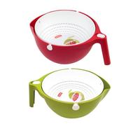 Artibetter Panier à Linge à Double Paroi en Plastique Vert et Blanc pour Laver Fruits et Légumes, Panier de Rangement Pratique Double Couche Cuisine