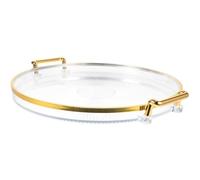 Artibetter Plateau Décoratif Rond Doré en Plastique Transparent, Grand Plateau Polyvalent pour Fruits et Collations, Maison Bureau