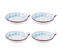 Artibetter Plats à Condiments Décoratifs Ensemble de 4 avec Poignée Coupelles à Sauce en Céramique Style Bohème Design Unique et Élégant pour Repas en Famille et Soirées
