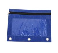 Artibetter Pochette à trois œillets renforcés - Sac de rangement Oxford avec fenêtre transparente - Pochette zippée bleu foncé - Porte-documents de bureau pour ranger papiers et stylos