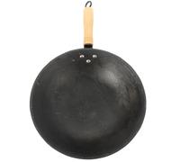Artibetter Poêle Wok Chinoise à Induction en Fer, Poignée Bois Noire | Wok Chinois, Poêle à Wok pour Plaque à Induction, Wok à Griller, Nettoyage Facile Style Aléatoire