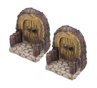 Artibetter Porte Féerique en PVC pour Jardin Miniature 2pcs, Décoration Rustique et Fantaisiste Design Voûte en Bois Naturel, pour Jardin Extérieur Féerique