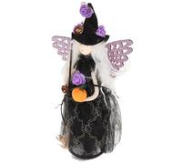 Artibetter Poupée Sorcière d'halloween en Tissu de Soie Noire avec Chapeau et Balai, Décoration Festive Facile à Placer pour Fêtes et Tables