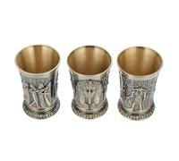 Artibetter Set de 3 Verres Shooter Vintage Égyptiens en Alliage de Zinc Or, Finition Soignée Bouche Lisse et Ronde, pour Bars et Restaurants