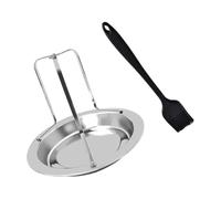 Artibetter Support de Barbecue en Acier Inoxydable pour Poulet Grillé avec Plateau Amovible et Brosse, Facile à Assembler, Cuisine Maison et Activités Extérieures