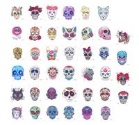 Artibetter Tatouages Éphémères Imperméables en Papier de Crâne pour Halloween, Lot de 40 Autocollants Visage pour Déguisement et Fête