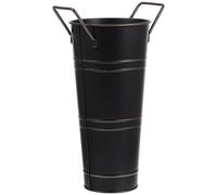 Artibetter Vintage Métal Vase Galvanisé Seau Fleur Vase Grand Planteur Poignées Ferme Français Pichet Fleur Séchée Seau Porte-Plante pour Le Mariage Pièce Maîtresse Décor Noir