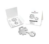 Article cadeau : ROMINOX Key Tool Lucky Charm, 19 fonctions, porte-clés trèfle, porte-bonheur, acier inoxydable, multi-outil avec description de fonction, outil multifonction
