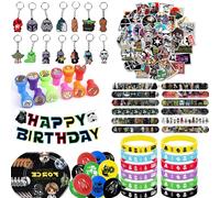 Articles de fête d'anniversaire pour enfants : Autocollants Star Wars, Tampons, Bracelets claquant, Articles de table, Porte-clés, Sacs cadeaux, Sacs de faveurs 12pcs braclet