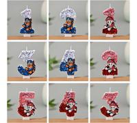 Articles de fête sur le thème de la Pat' Patrouille pour garçons ou filles, bougies d'anniversaire, cadeaux de fête pour bébé, cadeaux de fête rose et bleu pour chiens Candle-1PC-9