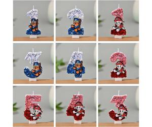 Articles de fête sur le thème de la Pat' Patrouille pour garçons ou filles, bougies d'anniversaire, cadeaux de fête pour bébé, cadeaux de fête rose et bleu pour chiens Candle-1PC-6
