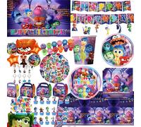 Articles de fête thème dessin animé pour l'intérieur et l'extérieur : porte-clés, ballons, boîtes à popcorn, autocollants, sacs cadeaux, ensemble de vaisselle pour anniversaire d'enfants 6pcs candy