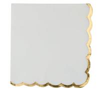 Artifetes 16 Serviettes Papier FESTON Or 33CM Blanc