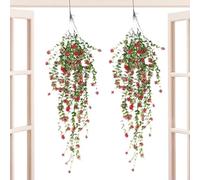Artificial Hangable Plants, 2 Pieces Faux Eucalyptus Greenery, 60cm Green Hanging Plants with Uv Resistant Design, Wall Decoration, for Indoor Outdoor Home Patio Wedding Garden Bathroom Bedroom Use