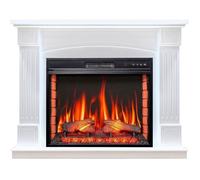 ArtiFlame Boston AF28S Cheminée Électrique Blanche avec Manteau - Son de Crépitement, Flamme 3D, 1800W