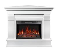 ArtiFlame Cheminée d'angle debout électrique avec chauffage ALBION AF23S LED BLANC avec son, 12 modes de chauffage, minuterie, véritable effet flamme, 3 niveaux de luminosité, télécommande