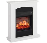 ArtiFlame Collins AF18B Blanche Cheminée Électrique - Design Compact, Flamme 3D Silencieuse, Effet Briques, 1800W