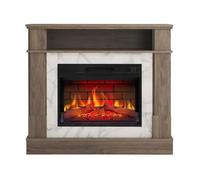 ArtiFlame For Living AF23BS Chêne Gris Cheminée Électrique avec Manteau - Son de Crépitement, Flamme 3D, Effet Briques, 1800W