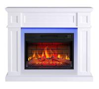 ArtiFlame Linz AF23BS Blanche Cheminée Électrique avec Manteau - Son de Crépitement, LED 16 Couleurs, 1800W