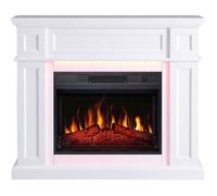 ArtiFlame Linz AF23S Blanche Cheminée Électrique avec Manteau - Son de Crépitement, LED 16 Couleurs, 1800W
